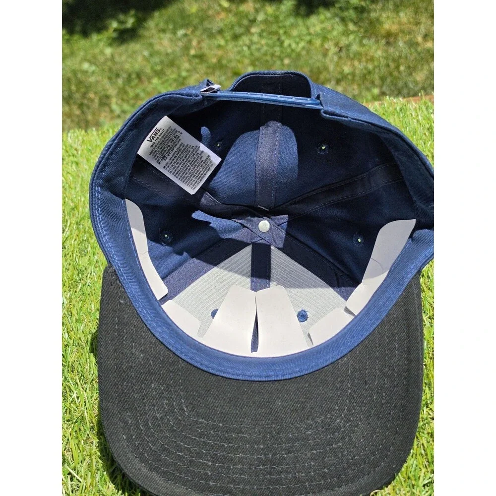Vans Off The Wall International Sole Hat Cap Blue Black Rim Snapback Skater NWT